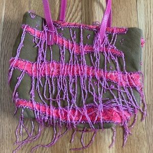 Brown and pink Valentino Furr bag